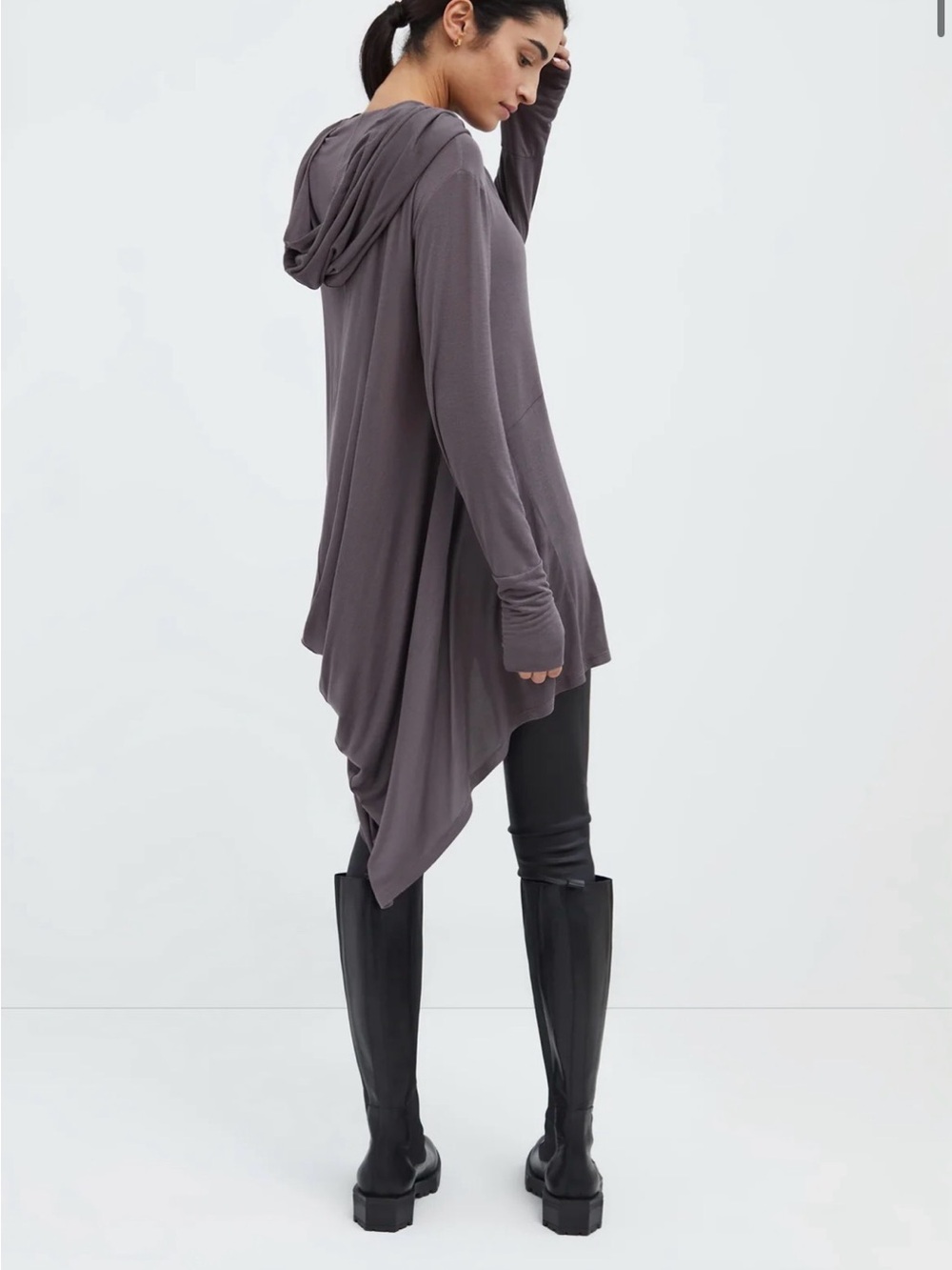 Draped Hooded Tunic in Mauve Gray, M